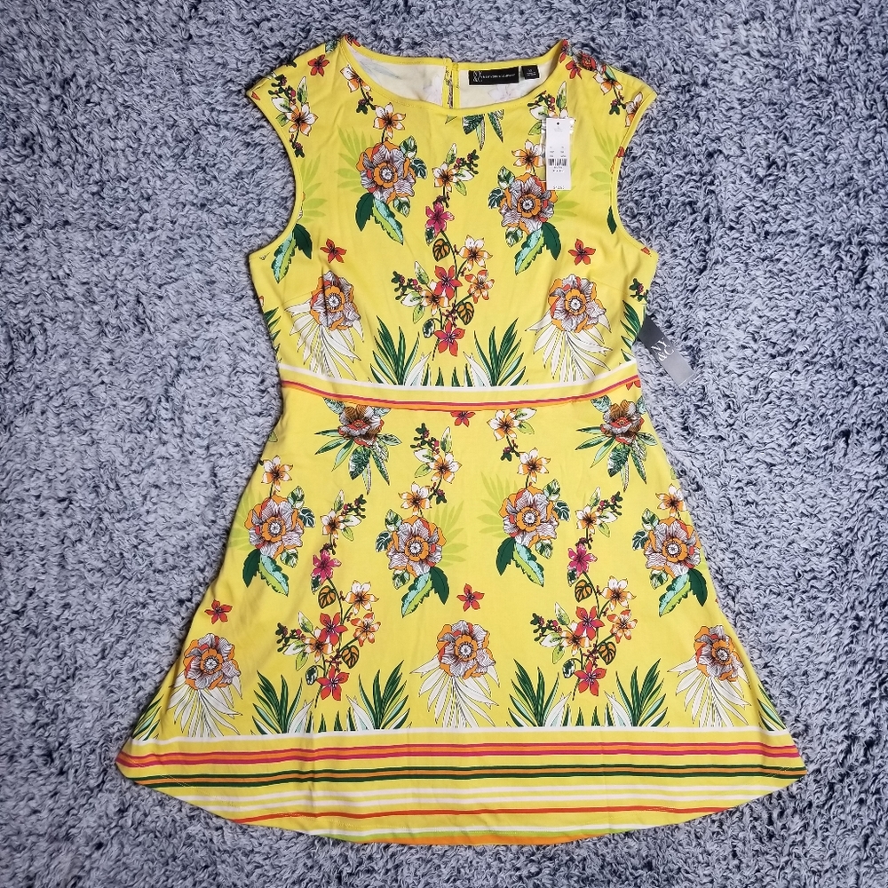 NWT New York & Company Floral Yellow Dress